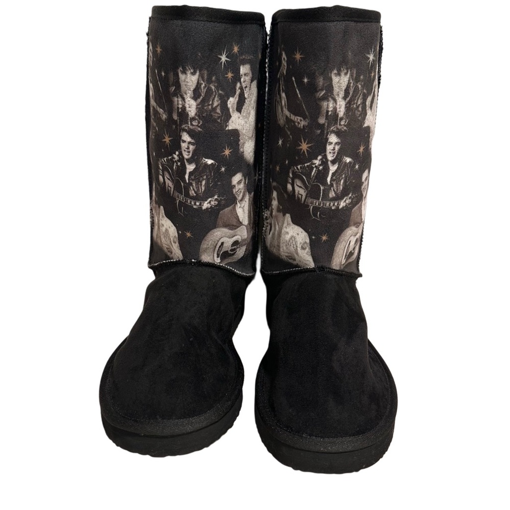Bradford Exchange Women’s Elvis Presley Burning Love Black Boots US 8 NWOT - Picture 2 of 14